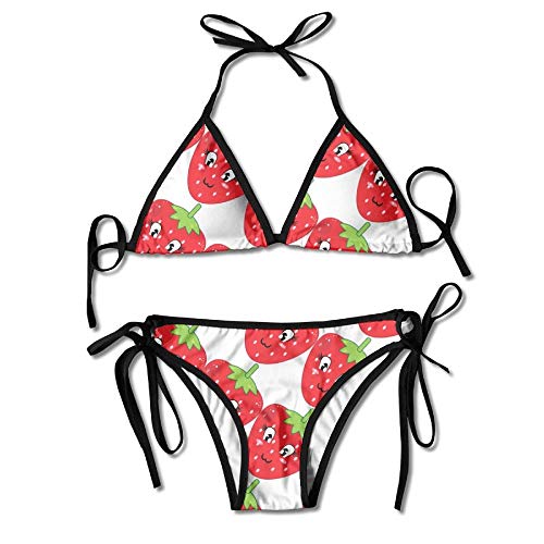 Bikini de Dos Piezas con Estampado de Fresas Lindo...